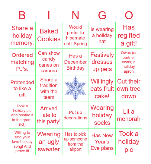 A Team - Holiday Bingo! Bingo Card