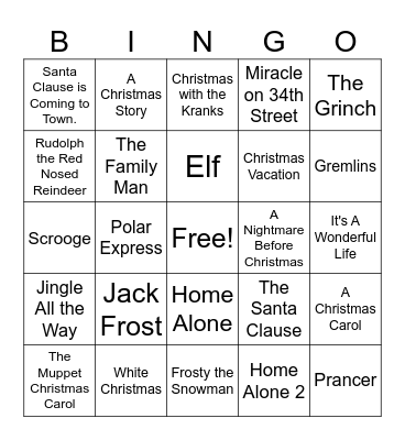 Holiday Bingo Card