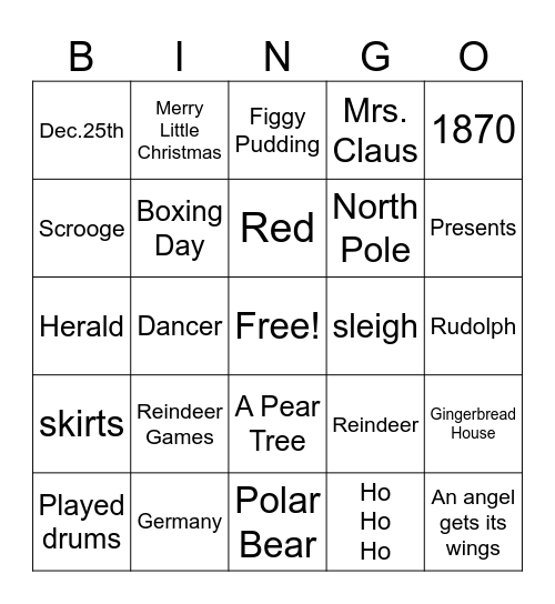 Christmas Bingo Card