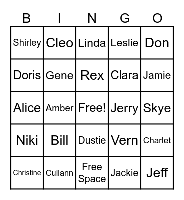 Sunnyside Bingo Card