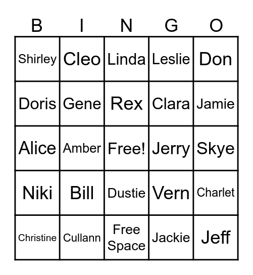 Sunnyside Bingo Card