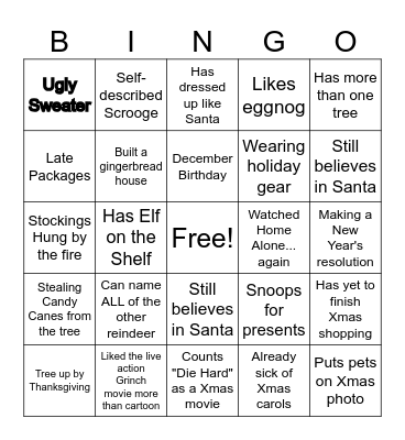 Virtual Holiday Party Bingo Card