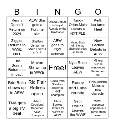 Kahuna's Wrestling BingoCard Bingo Card