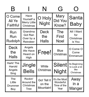 Christmas Music Bingo Card