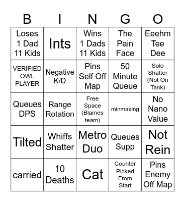 LhCloudy Stream Bingo Card