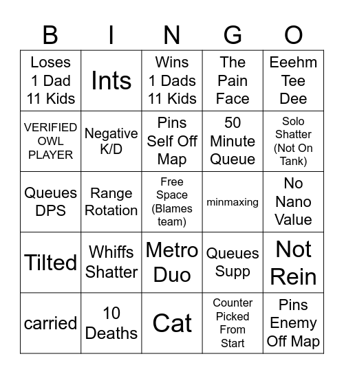 LhCloudy Stream Bingo Card