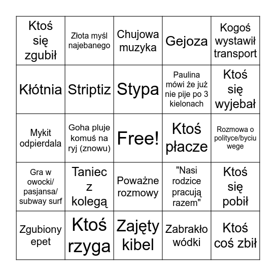 18 tomeczka Bingo Card