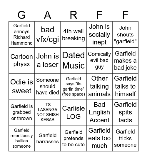 Garfield Bingo Card