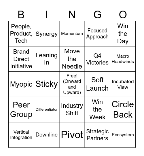 Monthly Huddle Bingo Card