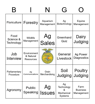 FFA CDE's Bingo Card