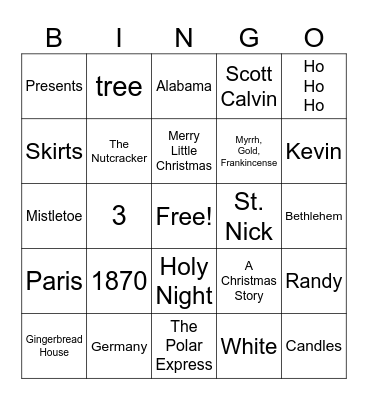 Christmas Bingo Card