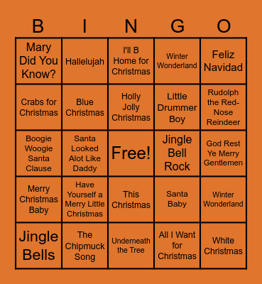 Christmas Music Bingo Card