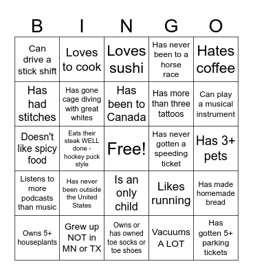 Find someone who... Bingo Card