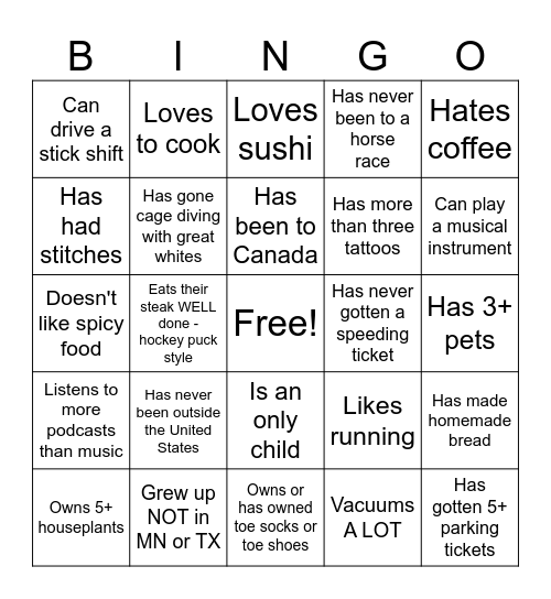 Find someone who... Bingo Card