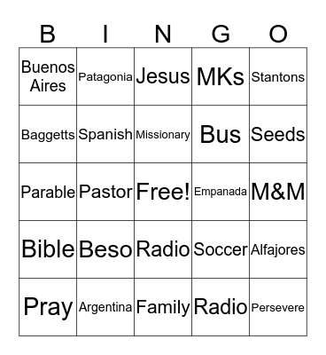 Argentina bingo Card