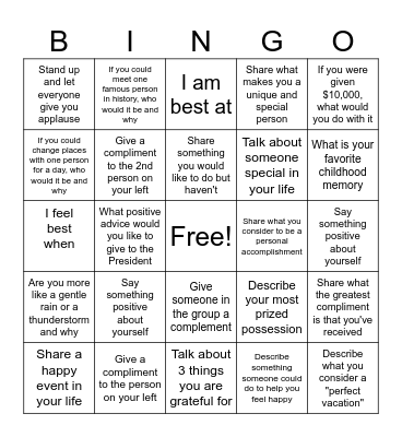 Social Bingo Card