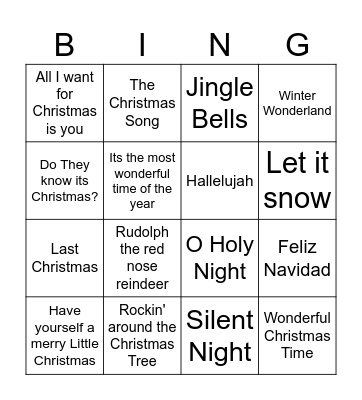 Christmas Music Bingo Card