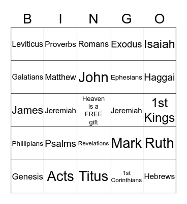 BIBLE  BINGO Card