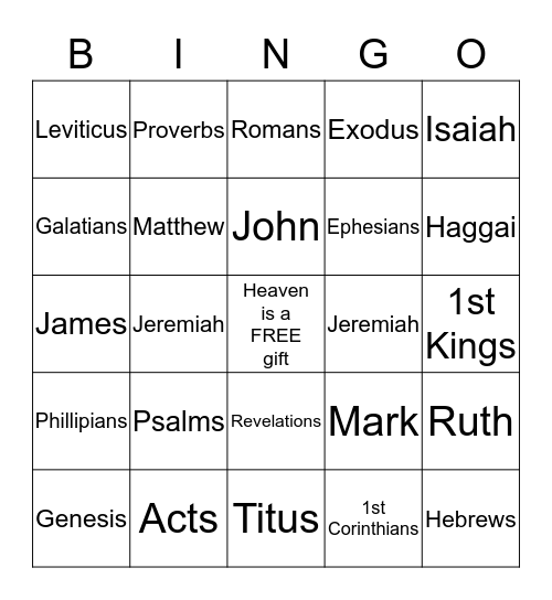 BIBLE  BINGO Card