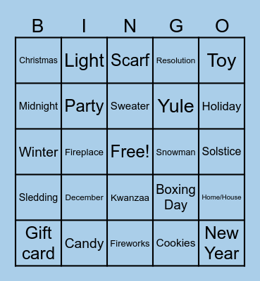 HSPR Holiday Happy Hour Bingo Card
