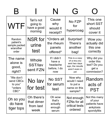 Dr. Scammer Bingo Card