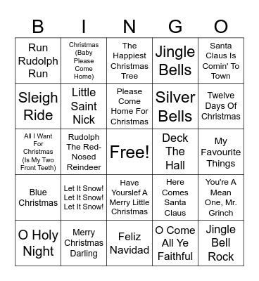 Christmas Classics Bingo Card