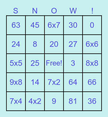 WINTER FUN! Bingo Card