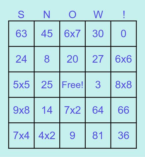 WINTER FUN! Bingo Card