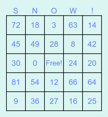 WINTER FUN Bingo Card