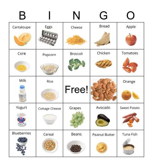 Healthy Eating BINGO Card