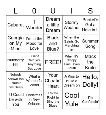 The Wonderful World of Louis Armstrong Bingo Card
