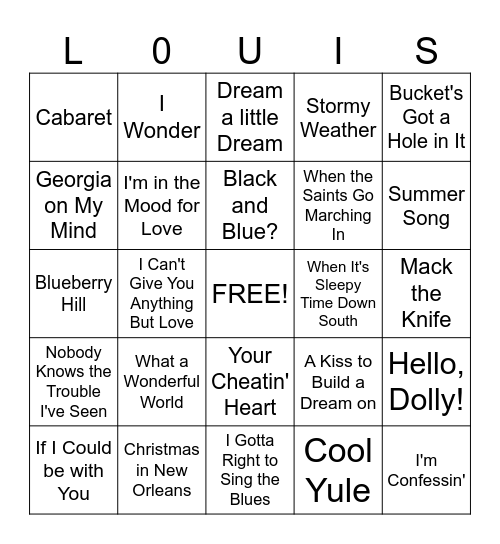 The Wonderful World of Louis Armstrong Bingo Card