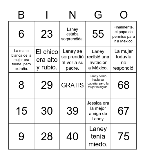 La llorona Bingo Card
