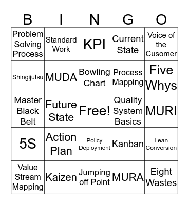 DBS Glossary BINGO Card