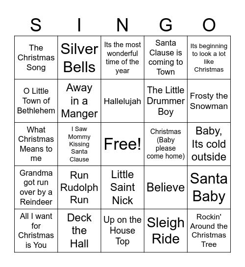 Christmas Bingo Card