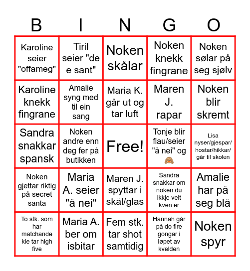 Mari Bingo Card