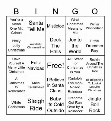 CHRISTMAS Bingo Card