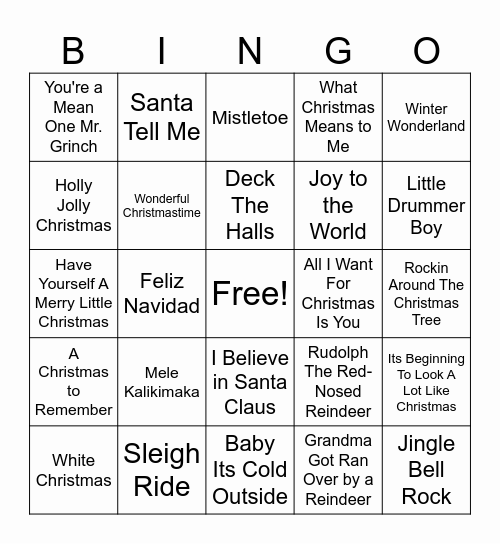 CHRISTMAS Bingo Card