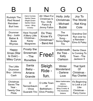 Capital Bingo - Traditional Christmas Bingo Card