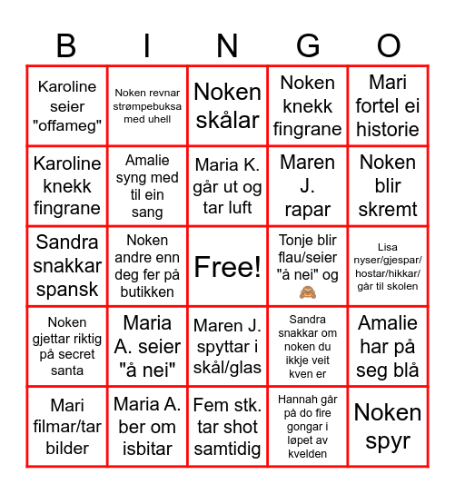 Tiril Bingo Card