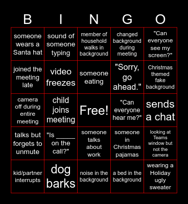 Holiday Bingo Card