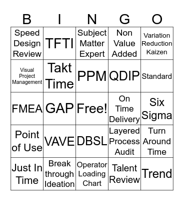 DBS Glossary BINGO Card