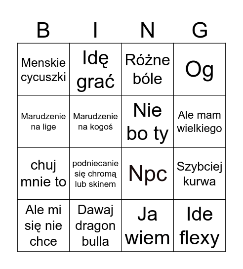 Plumszok bingo Card