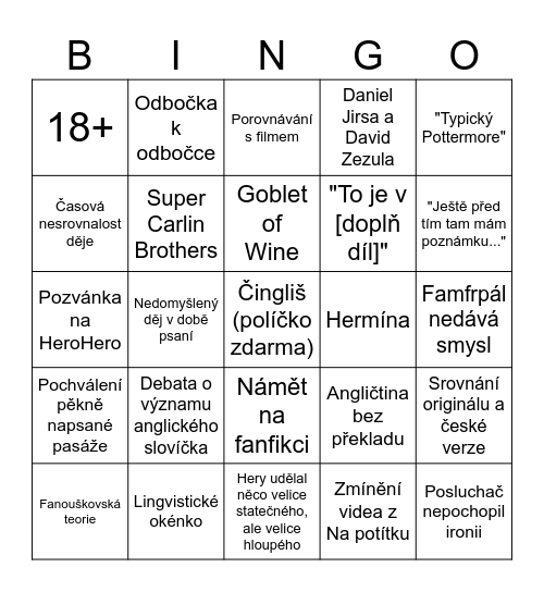 Kocouři paní Figgové Bingo Card