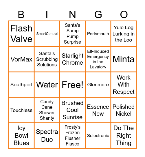 LIXIL Plumbing Fun Winter BINGO Card
