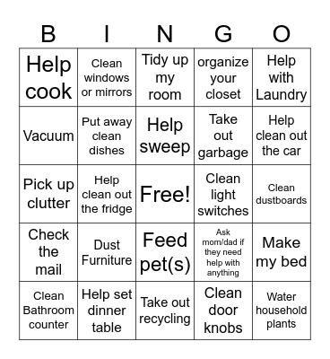 Adaptive Skills Bingo Card