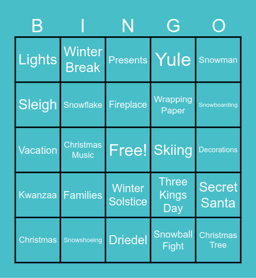 Winter Fun! Bingo Card