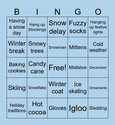 Winter Holiday Party Bingo Card