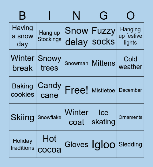 Winter Holiday Party Bingo Card