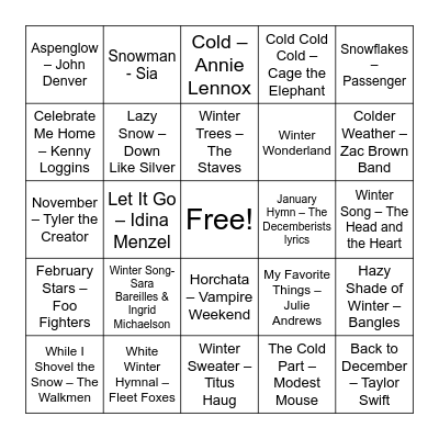 Winter Bingo! Bingo Card